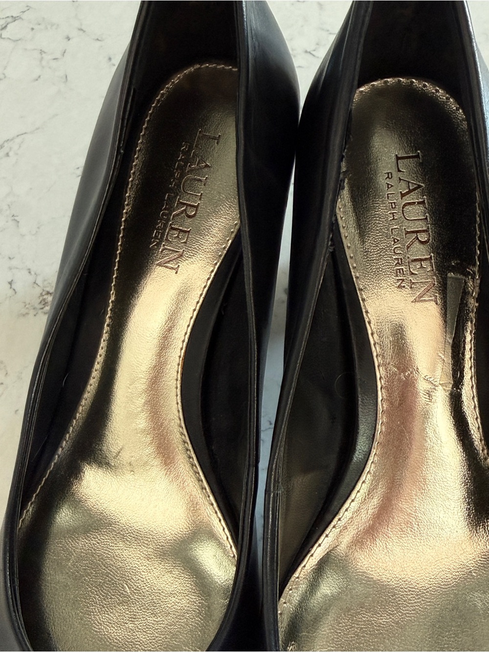 Lauren Ralph Lauren Black Leather Round-Toe Pumps - Picture 3 of 5